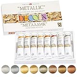 Decola Lot de 8 Tubes de Peinture Acrylique Métallisé 20 ml de Neva Palette (Nevskaya Palitra)